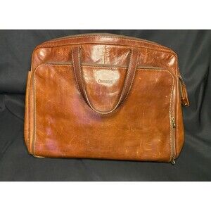 Vintage Contemax Italian Leather Briefcase Travel Bag Brown Made in Italy